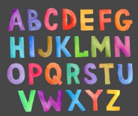Watercolor colorful alphabet vector