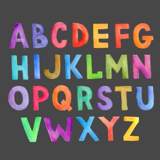 Watercolor colorful alphabet vector