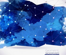 Watercolor with geometric backround vector 01