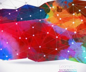 Watercolor with geometric backround vector 02