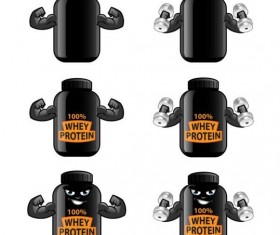 Whey proteins bottle vector template 01