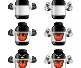 Whey proteins bottle vector template 02
