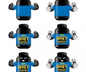 Whey proteins bottle vector template 03