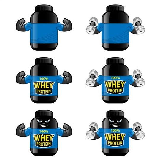 Whey proteins bottle vector template 03