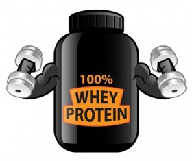 Whey proteins bottle vector template 04