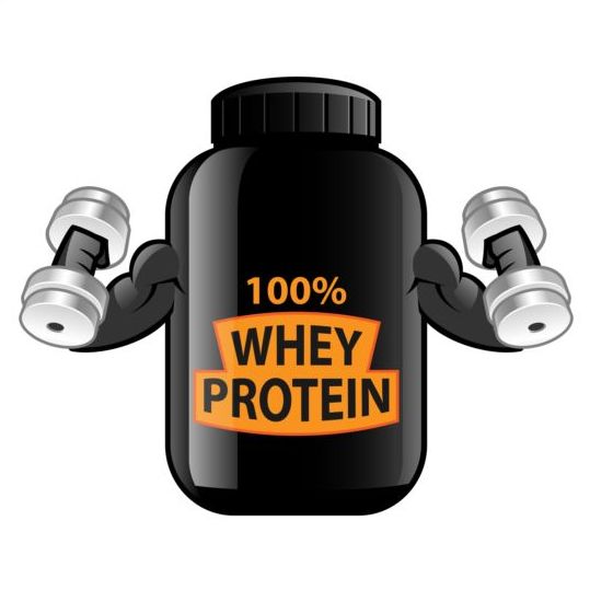 Whey proteins bottle vector template 04