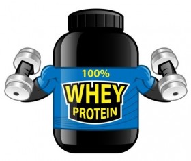 Whey proteins bottle vector template 06
