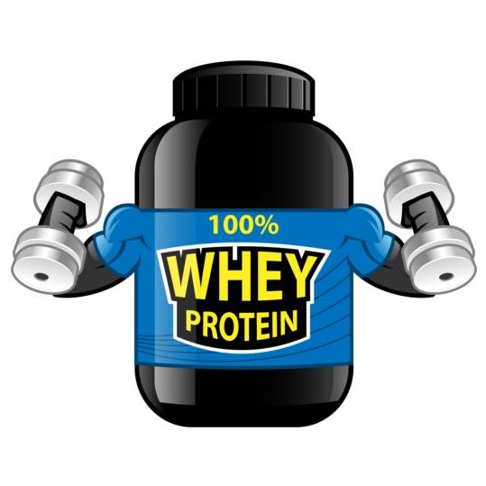 Whey proteins bottle vector template 06