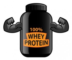 Whey proteins bottle vector template 07