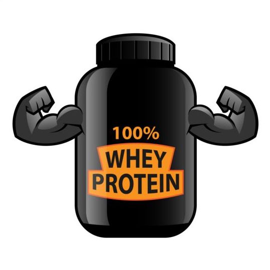 Whey proteins bottle vector template 07