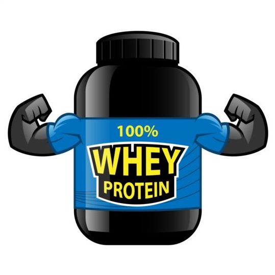 Whey proteins bottle vector template 09