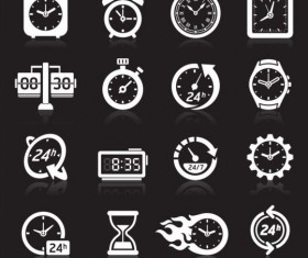 White clock icons vector