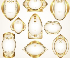 White with gold framed labels set vector 05