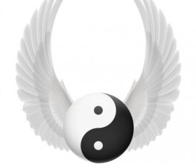 Wings with Yin Yang ball vector 01
