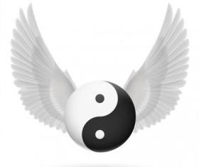 Wings with Yin Yang ball vector 04