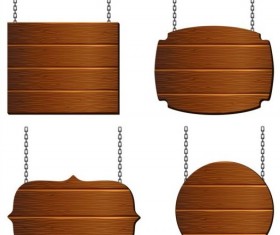 Wood sign board with Iron chain vector