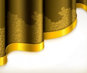 Yellow curtain with golden decorative tape vector
