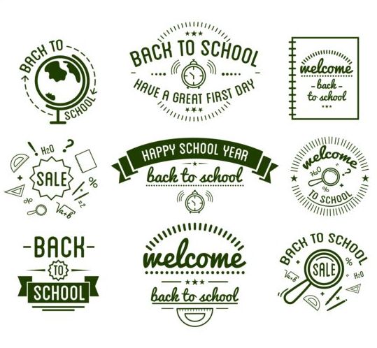 green back to school labels vector