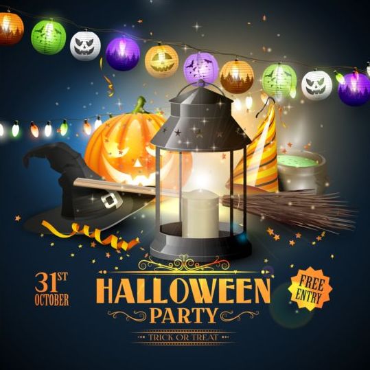 halloween modern party poster vector