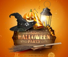 halloween party hat sign orange vector