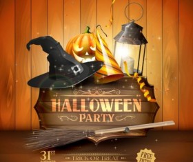 halloween party hat wooden labels vector
