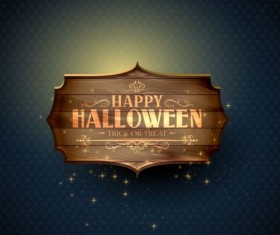 halloween wooden labels vintage vector