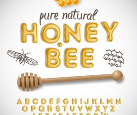 honey bee alphabet with numbers vector