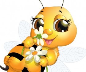 lovely cartoon bee set vectors 24