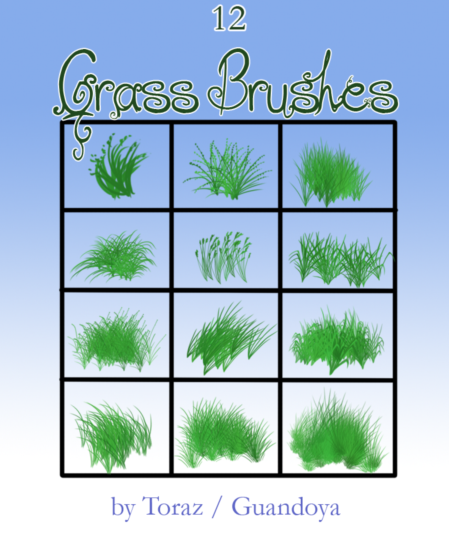 12 Kind grass photoshop brushes