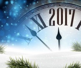 2017 New Year background with spheres clock vector set 02