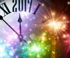 2017 New Year background with spheres clock vector set 04