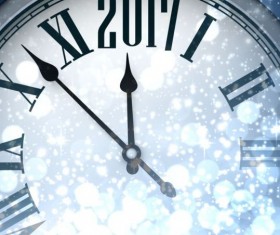 2017 New Year background with spheres clock vector set 07