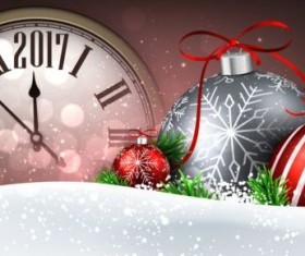 2017 New Year background with spheres clock vector set 09