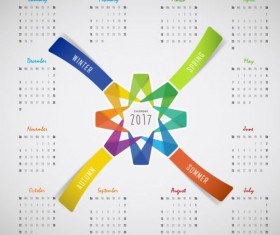 2017 calendar with four seasons vector