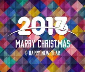 2017 christmas and new year with geometric background vector 01