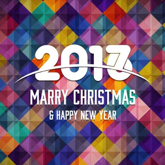 2017 christmas and new year with geometric background vector 01