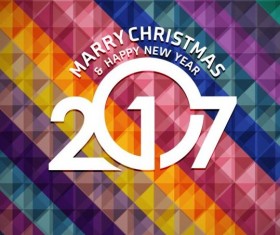 2017 christmas and new year with geometric background vector 02