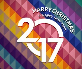2017 christmas and new year with geometric background vector 03