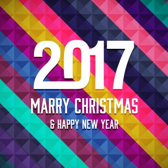 2017 christmas and new year with geometric background vector 04