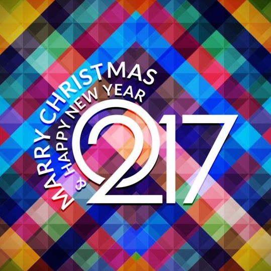 2017 christmas and new year with geometric background vector 05