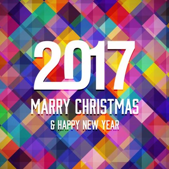 2017 christmas and new year with geometric background vector 07