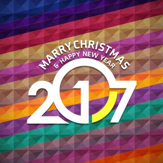 2017 christmas and new year with geometric background vector 09