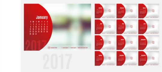 2017 company calendar red vector