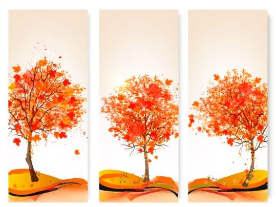 3 Kind abstract autumn banner vectors