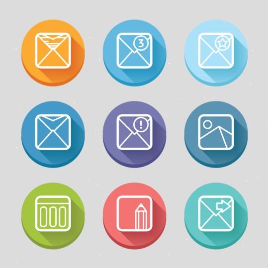 3D ronund email icons vector