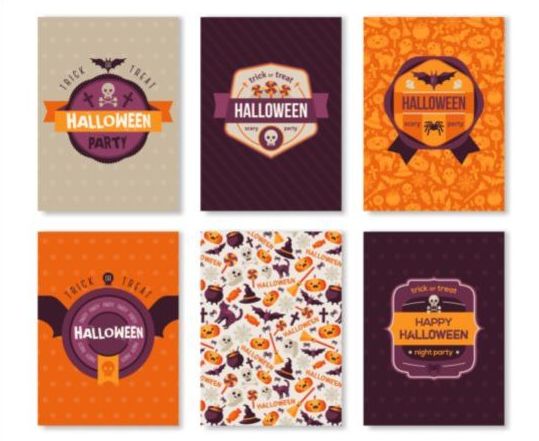 6 Kind halloween party poster vector