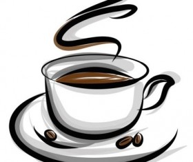 Abstract coffee with cup design vector 01