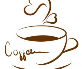 Abstract coffee with cup design vector 02