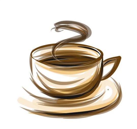 Abstract coffee with cup design vector 03