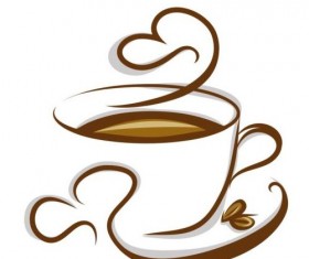 Abstract coffee with cup design vector 04